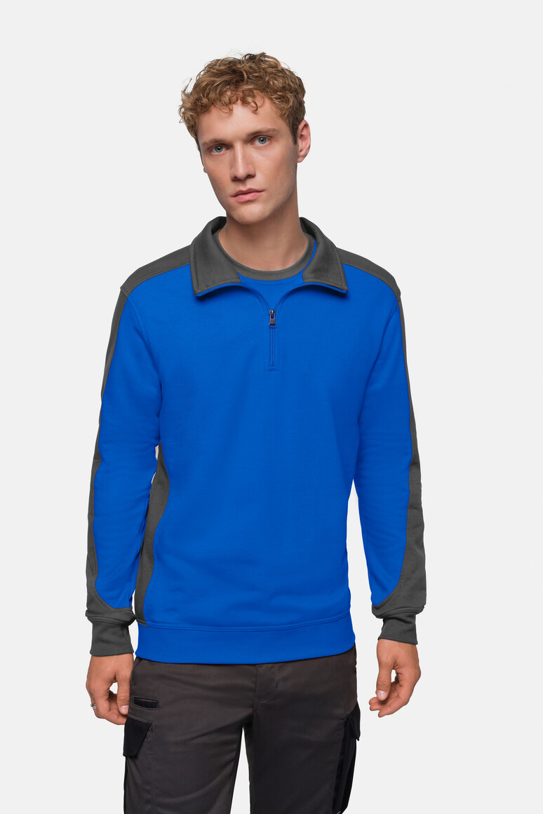 HAKRO 476 Zip-Sweatshirt Contrast MIKRALINAR® in Royalblau/Anthrazit, Größe L HAKRO 476 Zip-Sweatshirt Contrast MIKRALINAR® in Royalblau/Anthrazit, Größe L