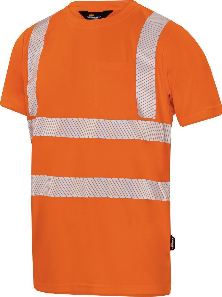 Warnschutz-T-Shirt leuchtorange in Gr. XXL von Vizwell