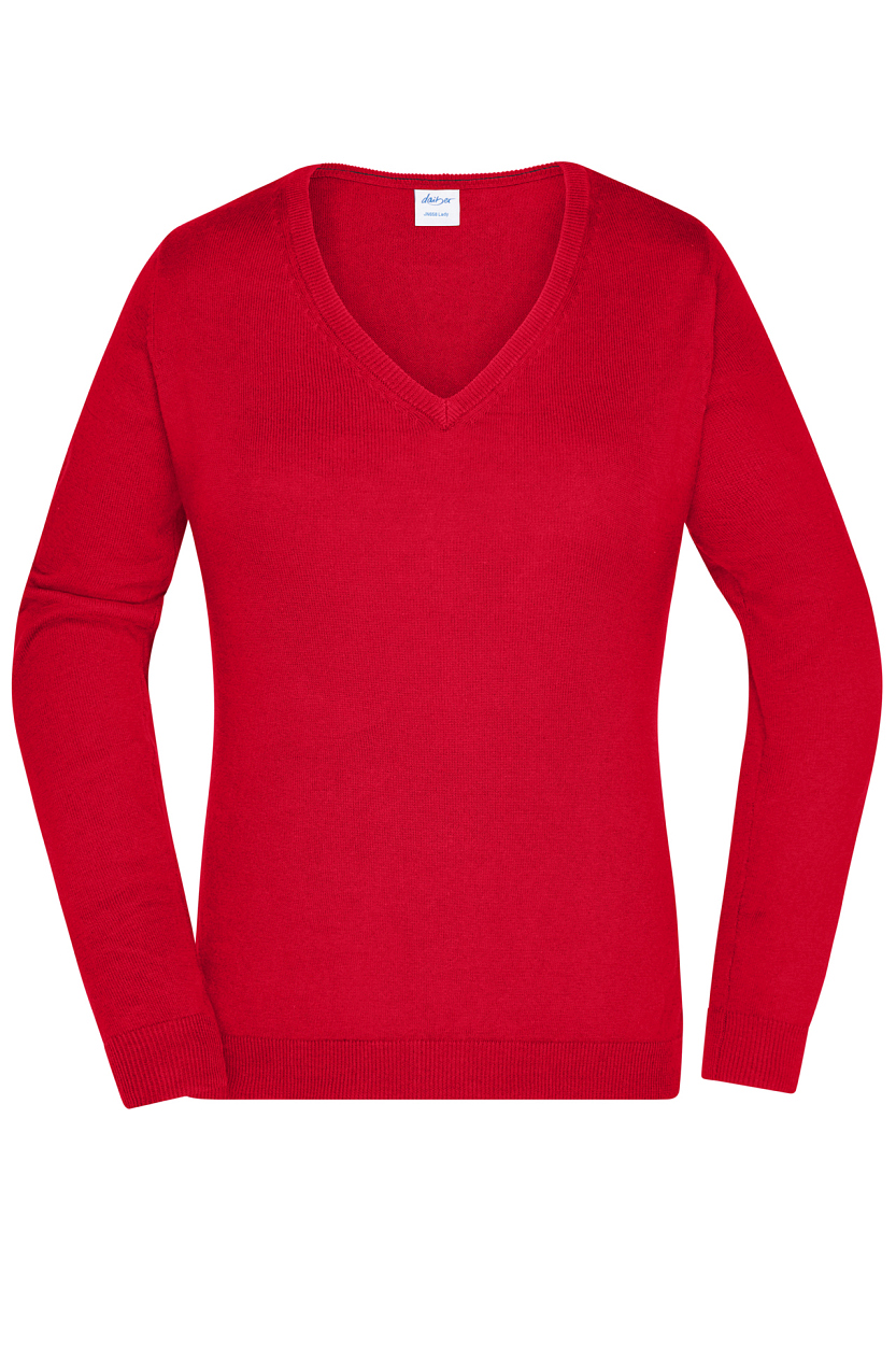 Ladies' V-Neck Pullover "JN658" in Red, Größe 2XL - Daiber