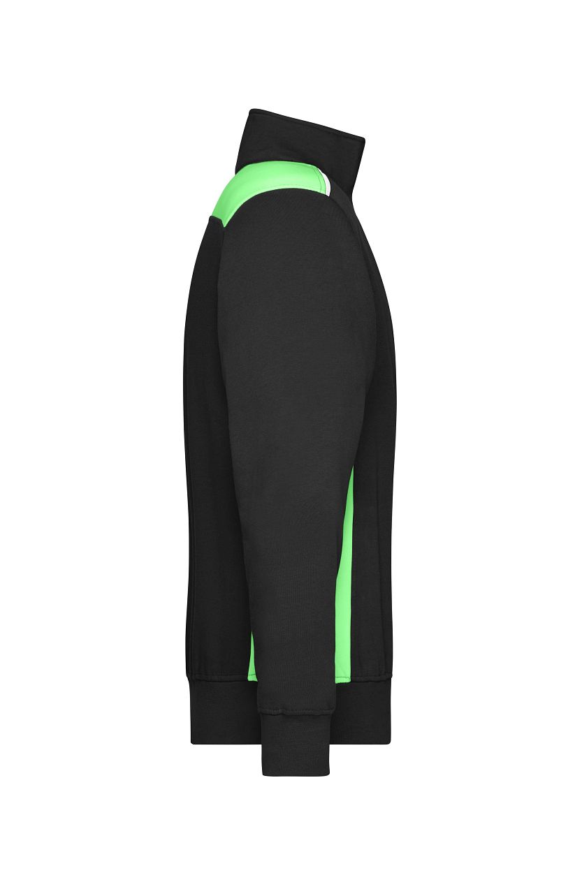 Workwear Half-Zip Sweat - COLOR - "JN868" in Black/Lime-Green, Größe 6XL - Daiber