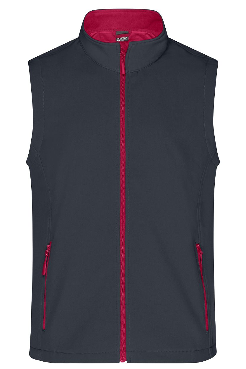 Men's Promo Softshell Vest "JN1128" in Iron-Grey/Red, Größe 3XL - Daiber