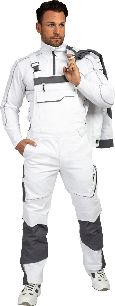 Latzhose Flex Line Weiß/Grau FLEXL, Gr. 98 von Leibwächter