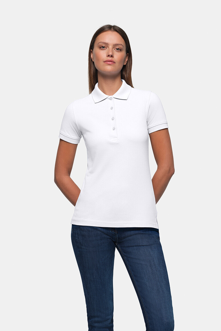 HAKRO 110 Damen Poloshirt Classic in Weiß, Größe XS