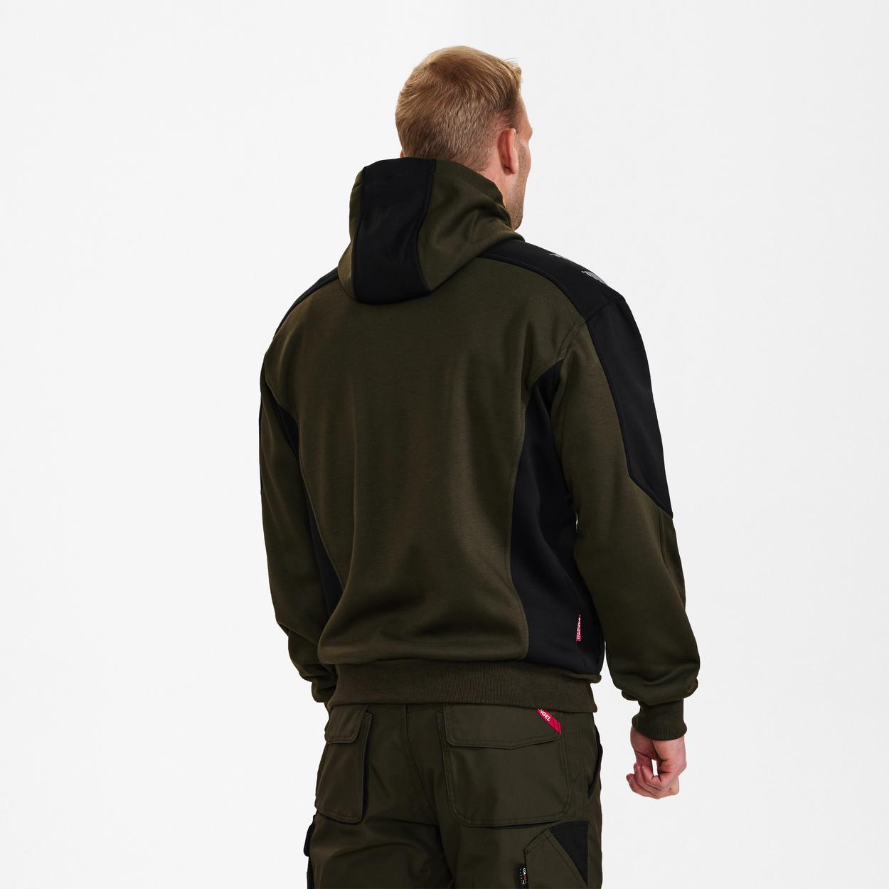 ENGEL Galaxy Sweatcardigan mit Kapuze in Forest Green/Schwarz, Größe 2XL