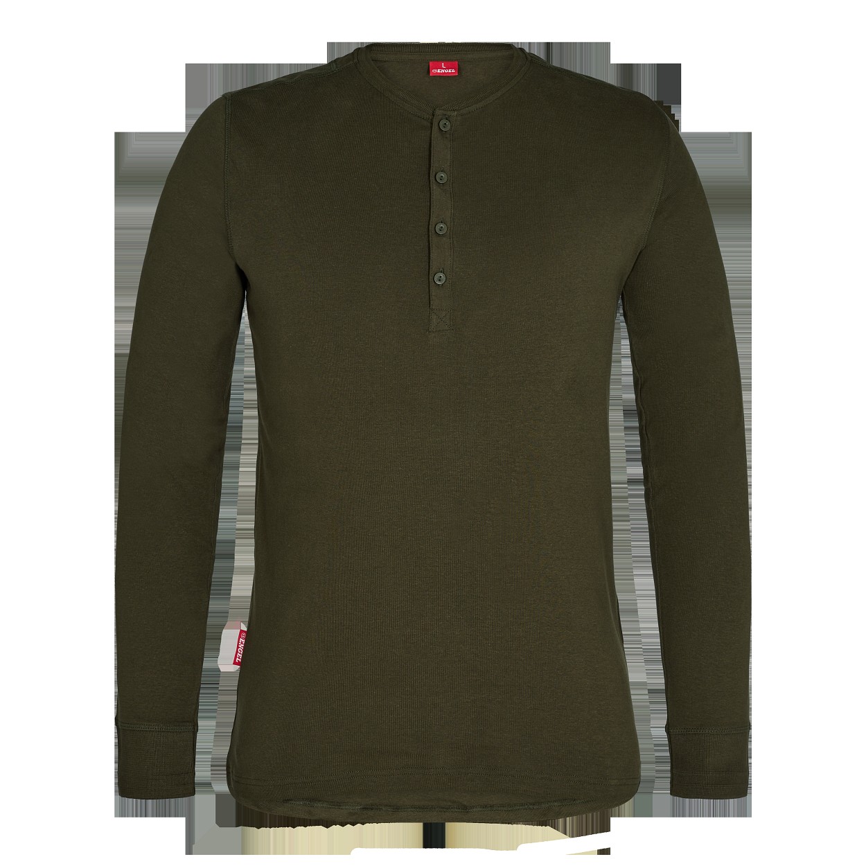 ENGEL Extend Grandad langarm-Shirt in Forest Green, Größe XS