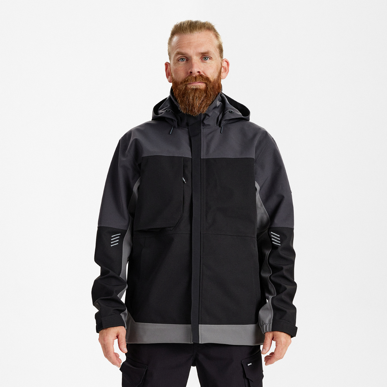 ENGEL Entire Shelljacke in Schwarz/Anthrazit Grau, Größe XS