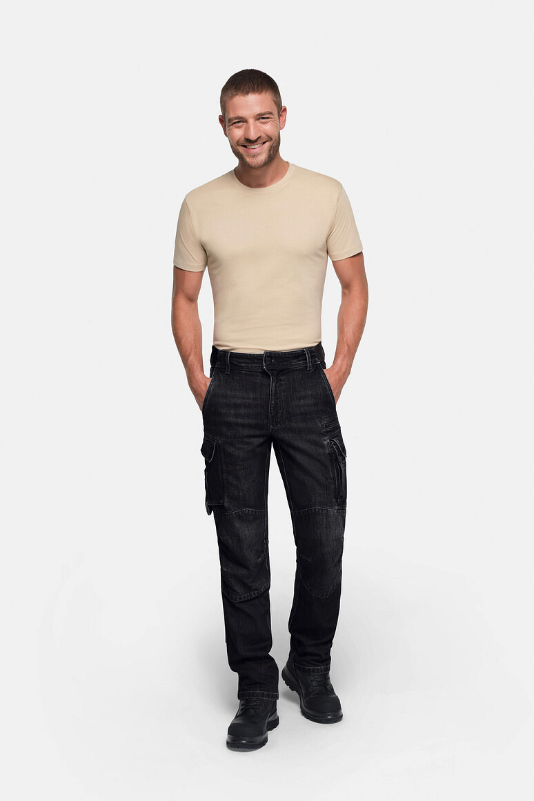 HAKRO 734S Worker Jeanshose Dyneema® X Stretch ECO "kurz" in schwarz, Größe 6XL
