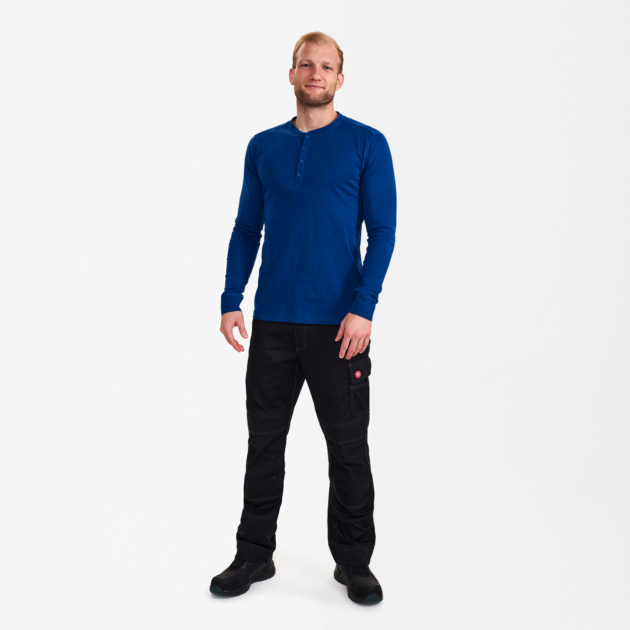 ENGEL Extend Grandad langarm-Shirt in Surfer Blue, Größe XS