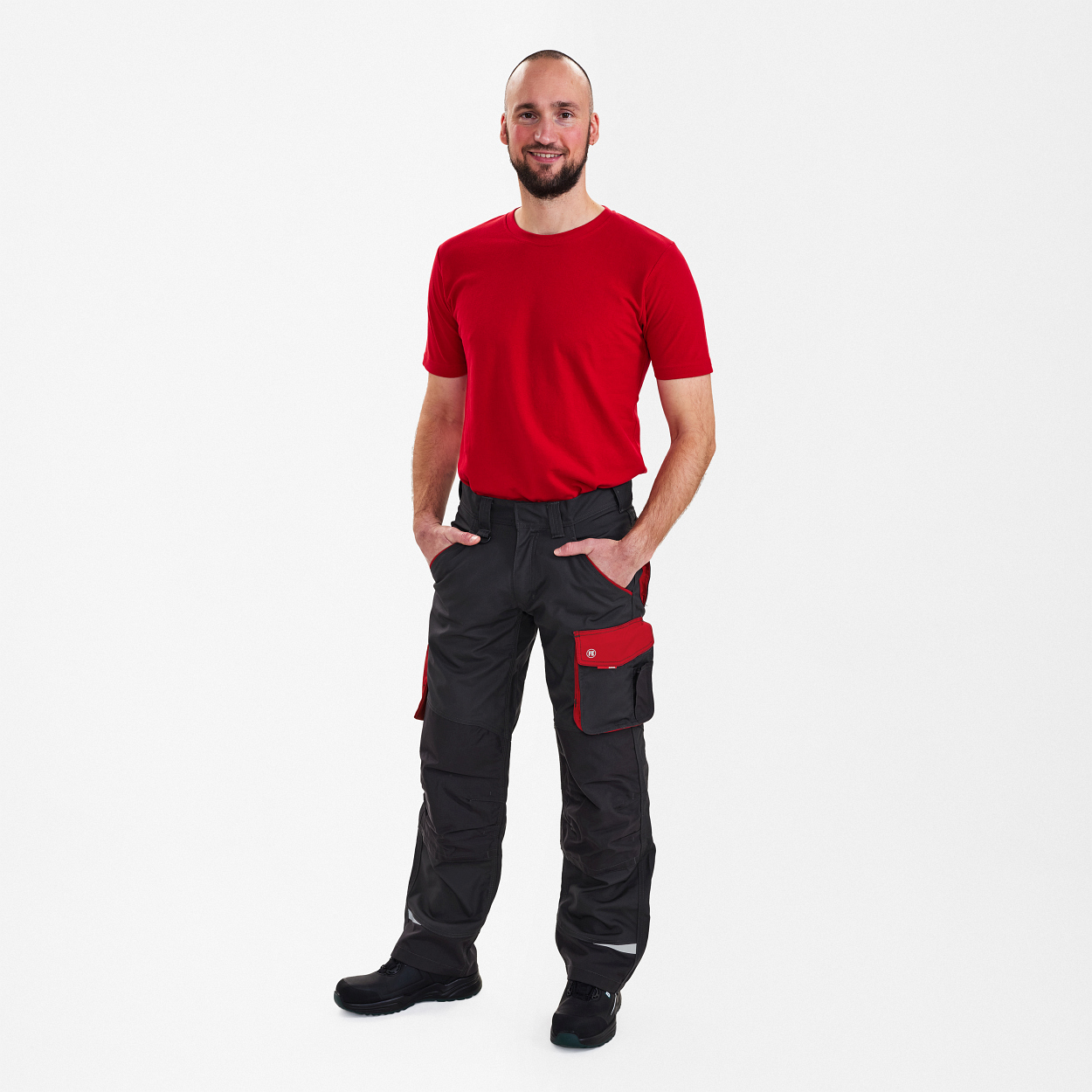 ENGEL Galaxy Arbeitshose in Anthrazit Grau/Tomato Red, Größe 106