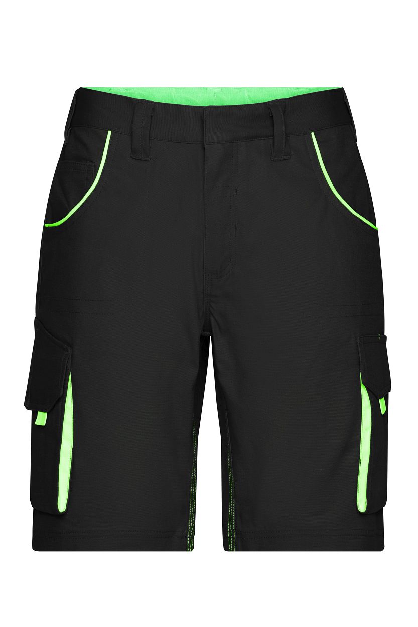 Workwear Bermudas - COLOR - "JN872" in Black/Lime-Green, Größe 62 - Daiber