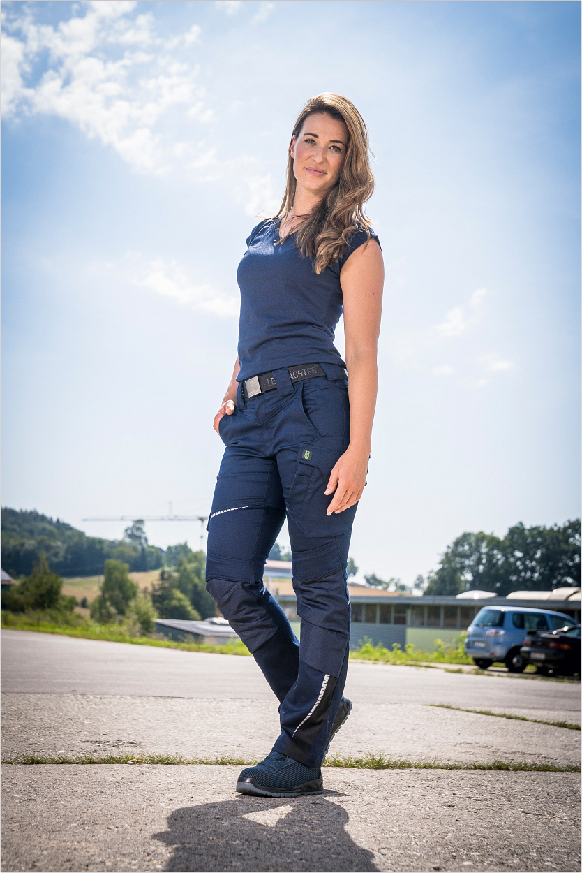 Damen T-Shirt "Lisa" Flex Line Marine FLXDT, Gr. 36 von Leibwächter Damen-Bundhose Flex Line Marine/Schwarz FLXDH, Gr. 52 von Leibwächter