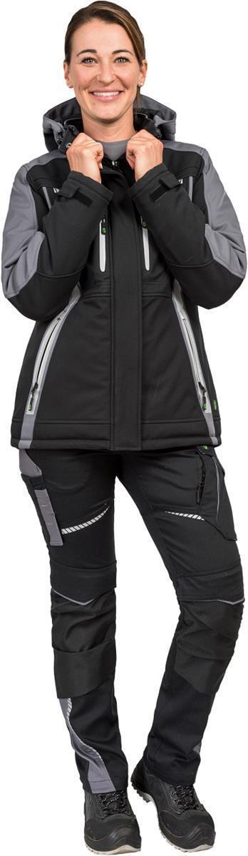 Damen Winter-Softshelljacke Schwarz/Grau FLXDI, Gr. 52 von Leibwächter