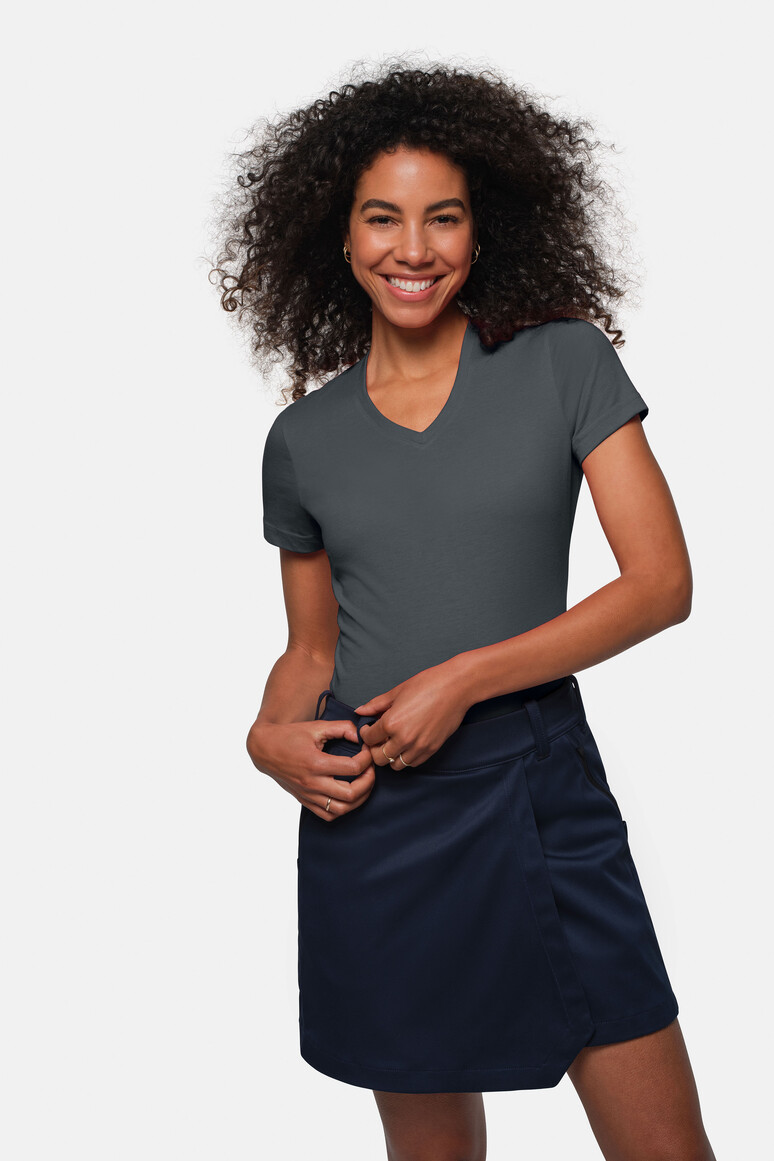 HAKRO 181 Damen V-Shirt MIKRALINAR® in Anthrazit, Größe 6XL