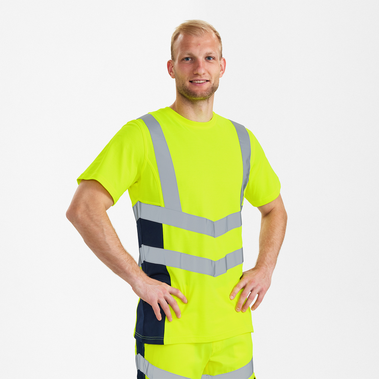 ENGEL Safety T-Shirt in Gelb/Blue Ink, Größe XS