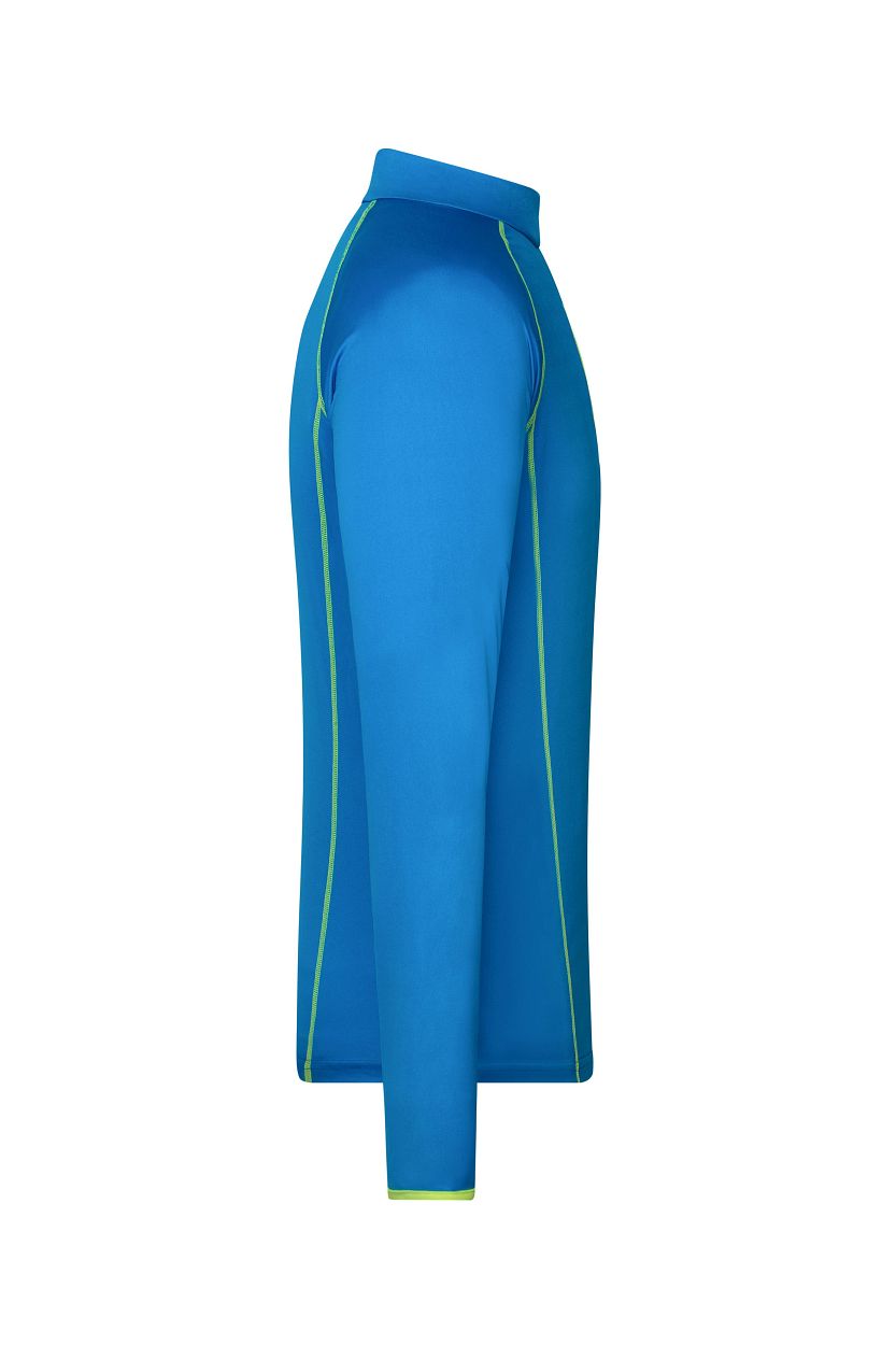 Men's Sports Shirt Long-Sleeved "JN498" in Bright-Blue/Bright-Yellow, Größe 2XL - Daiber