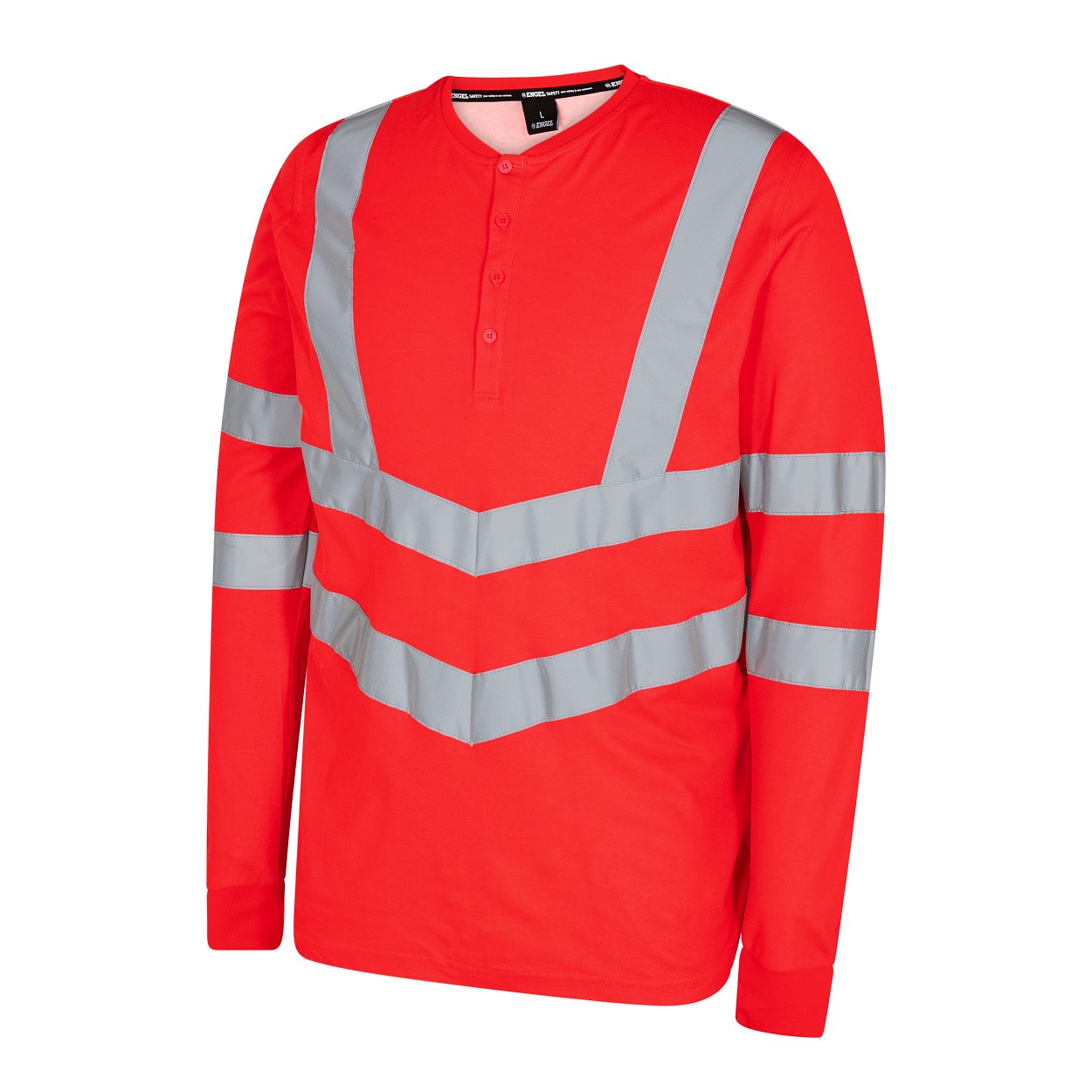 ENGEL Safety Grandad langarm-Shirt in Rot, Größe XS