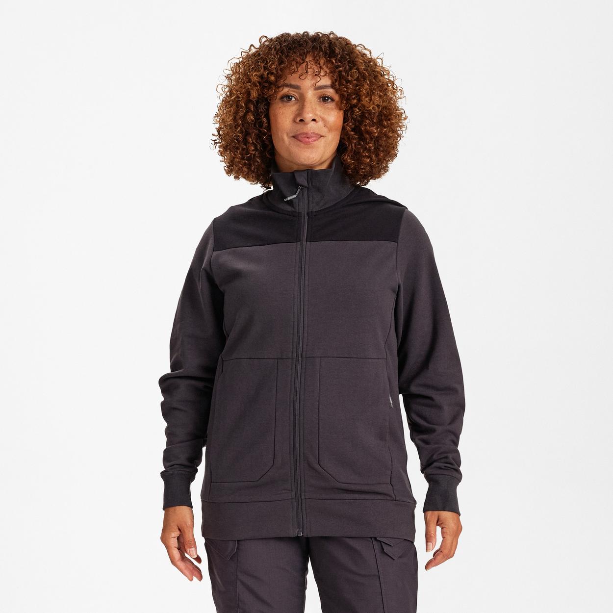 ENGEL Entire Damen Sweatcardigan mit Kragen in Anthrazitgrau/Schwarz, Größe XS