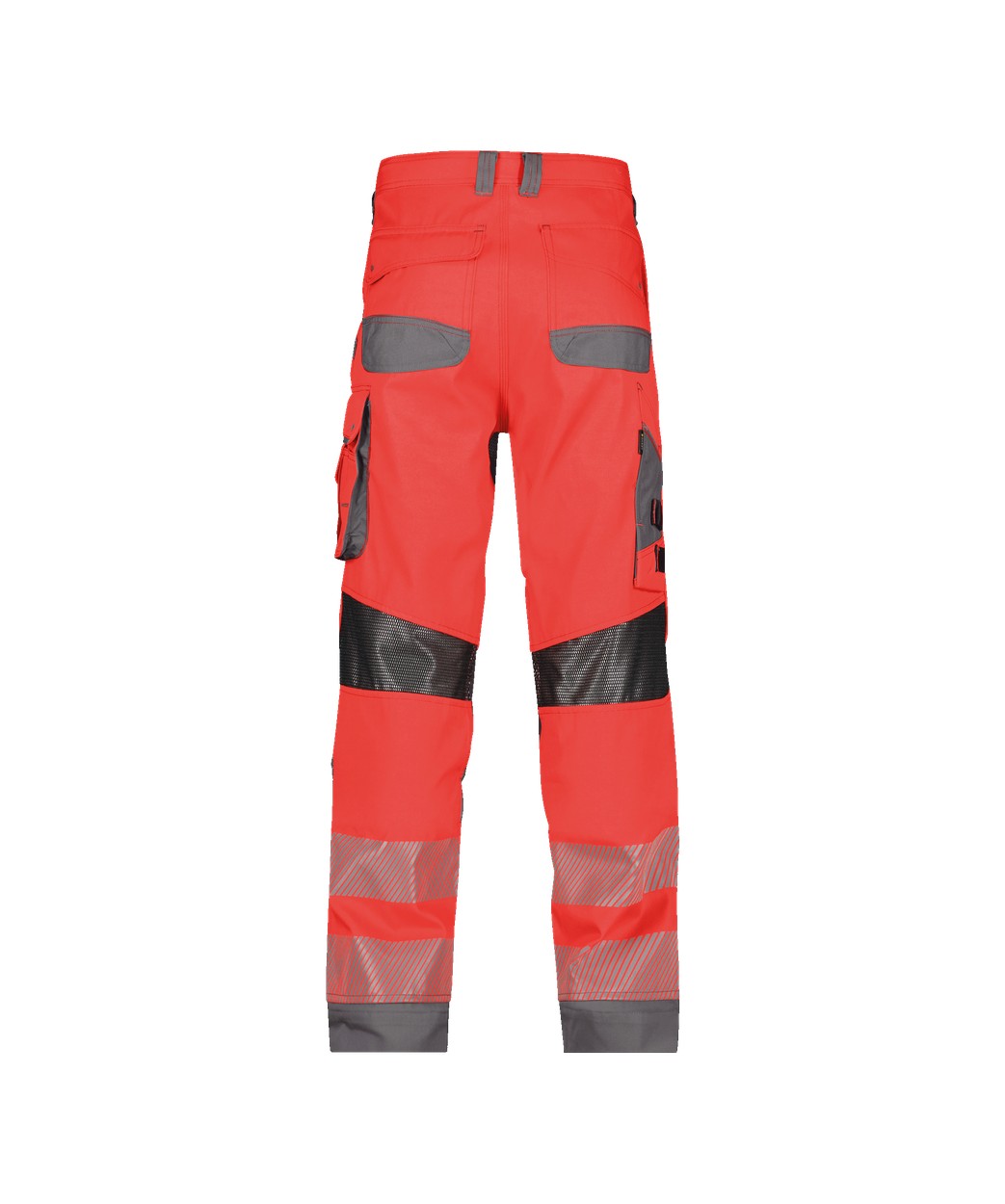 Sommer Warnschutzhose mit Kniepolstertaschen "DASSY® Odessa" in NEONROT/ZEMENTGRAU, Größe 58 - langer Schritt PESCO70
