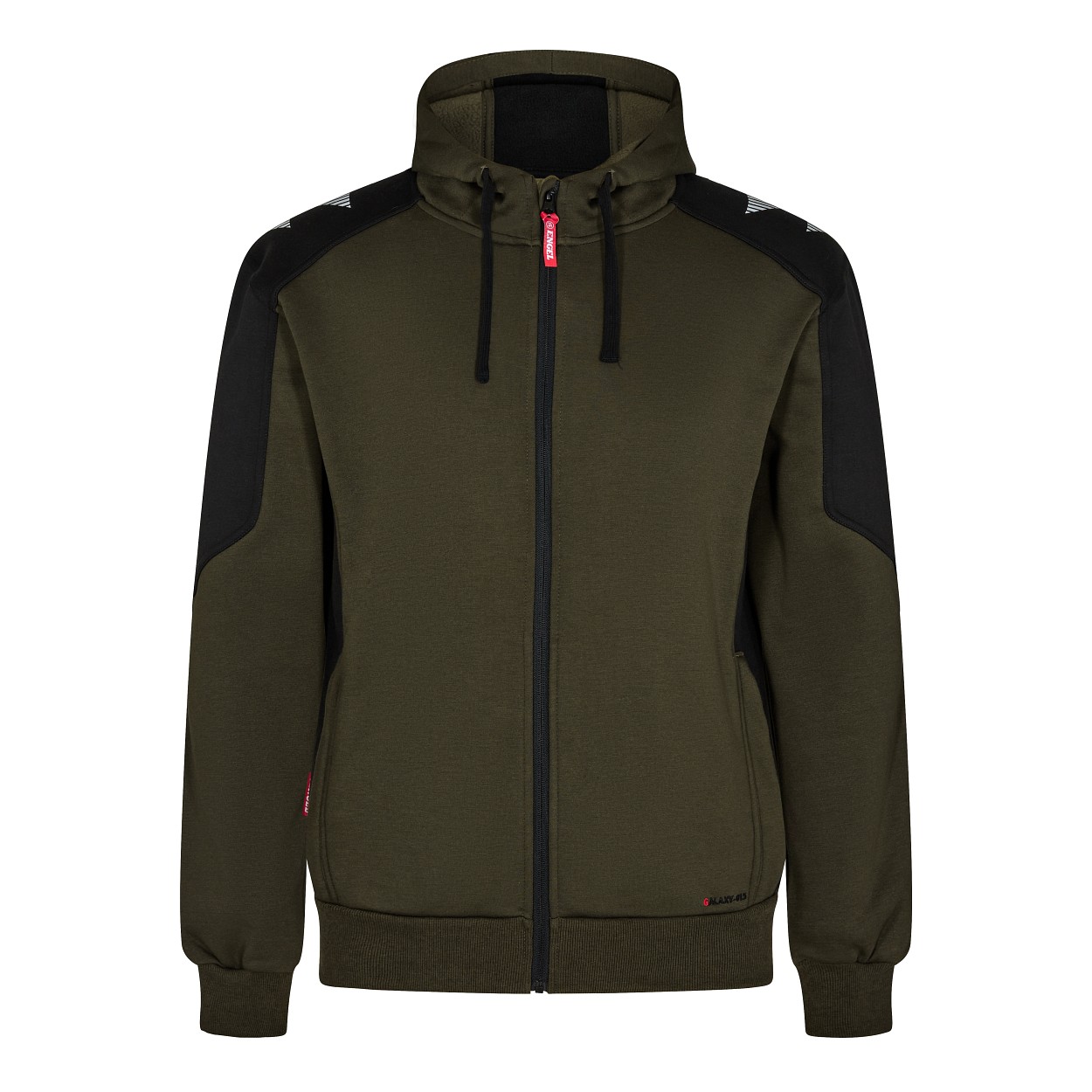 ENGEL Galaxy Sweatcardigan mit Kapuze in Forest Green/Schwarz, Größe 2XL