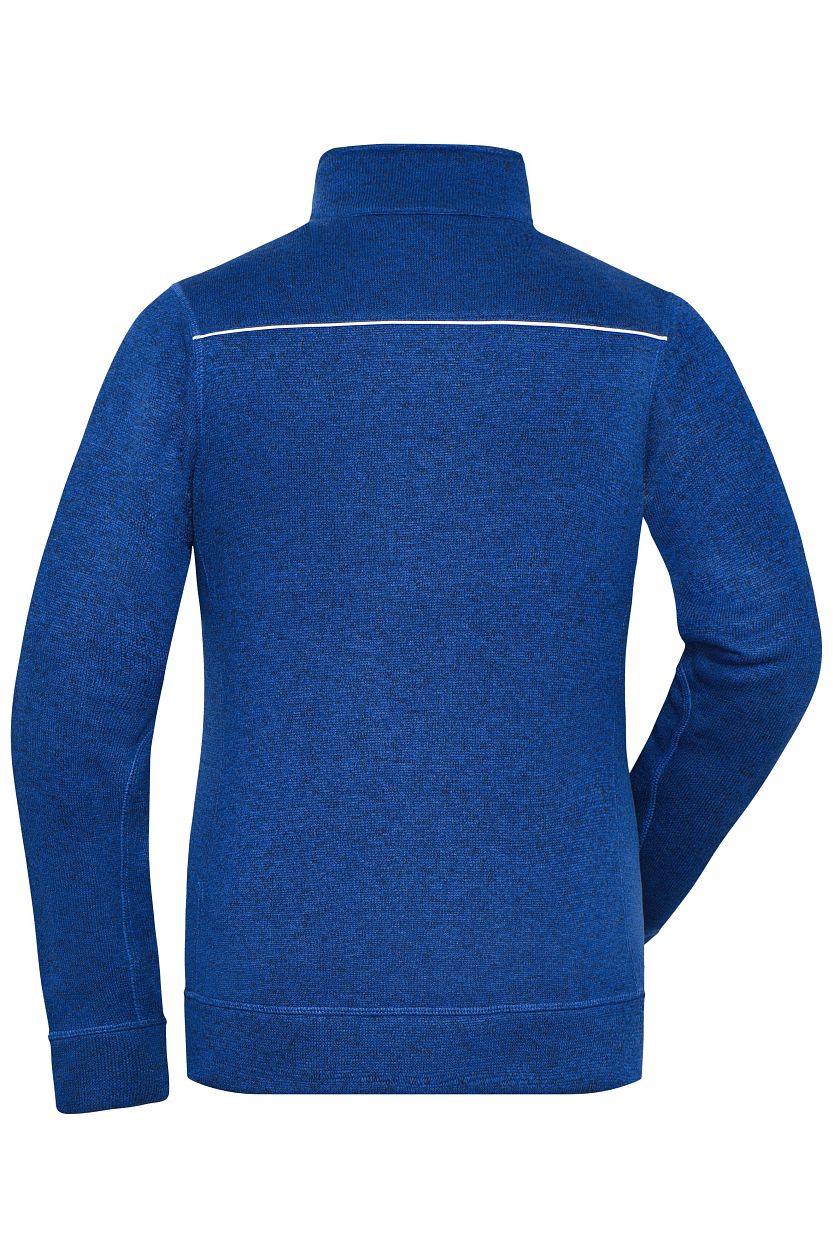 Ladies' Knitted Workwear Fleece Jacket - SOLID - "JN897" in Dark-Royal-Melange/Navy, Größe 4XL - Daiber