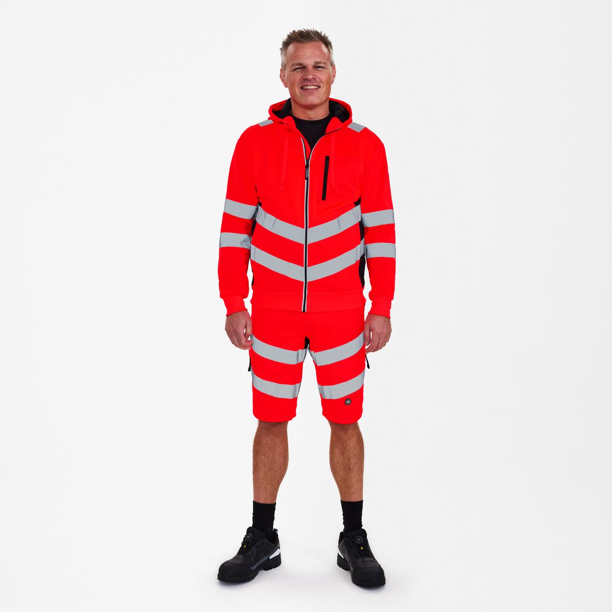 ENGEL Safety Sweatcardigan in Rot/Schwarz, Größe XS