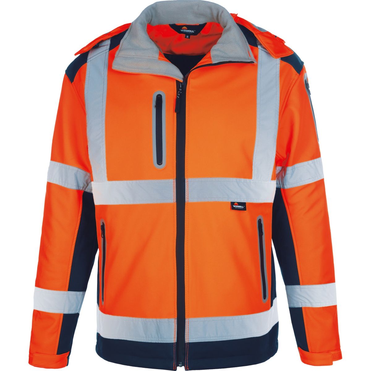 Winter-Softshelljacke Kontrast leuchtorange-marine von Vizwell