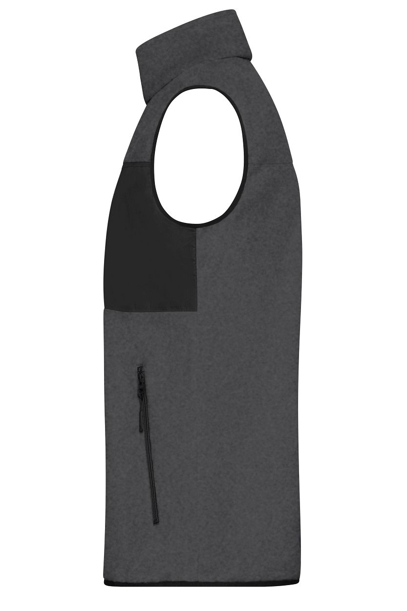 Men's Fleece Vest GRS "JN1310" in Dark-Melange/Black, Größe 3XL - Daiber