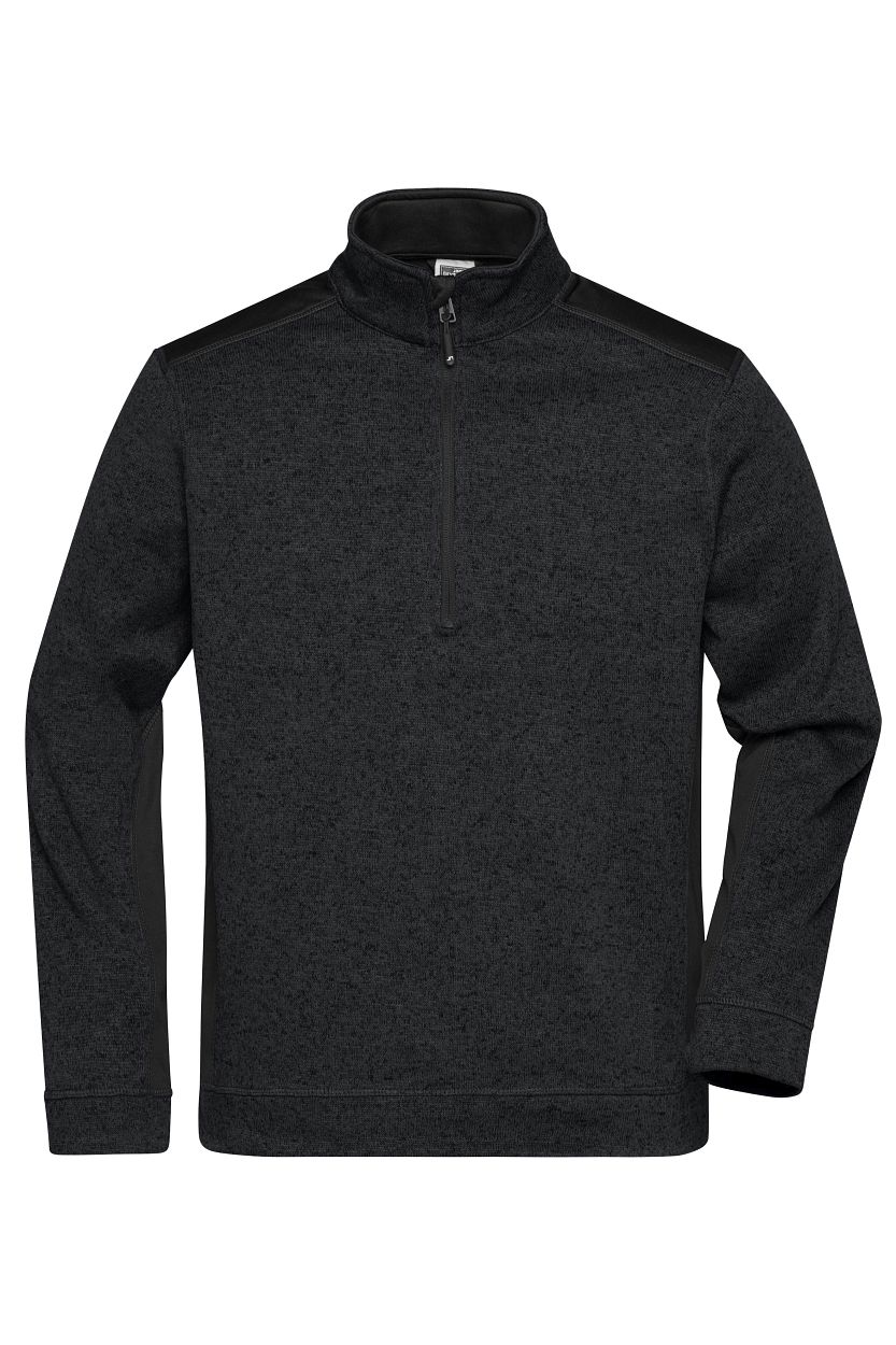 Men's Knitted Workwear Fleece Half-Zip - STRONG - "JN864" in Black/Black, Größe 6XL - Daiber