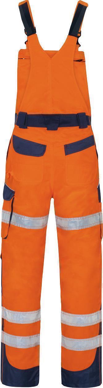 Warnschutz-Kontrast-Latzhose leuchtorange-marine in Gr. 98 von Vizwell