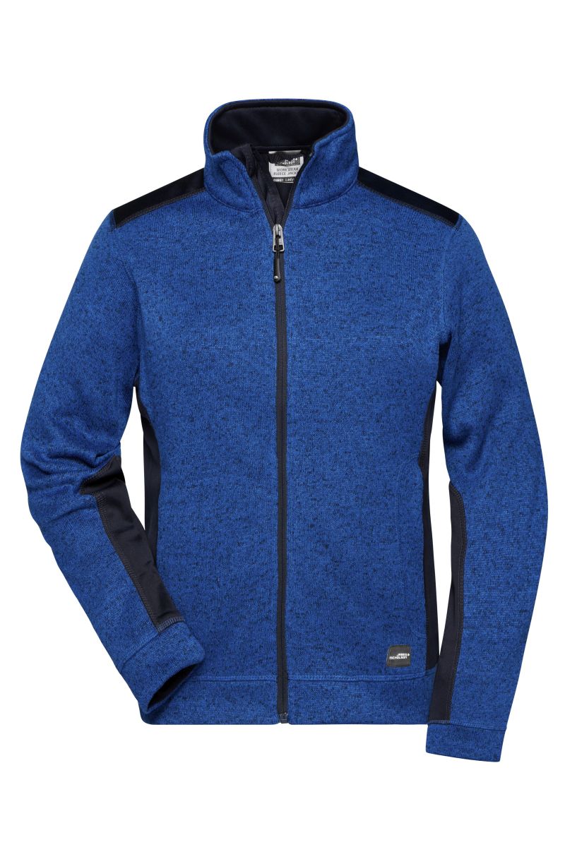 JN861 Damen Knitted Workwear Fleece Jacke - STRONG - in Royal-Melange / Navy, Größe XL von James & Nicholson