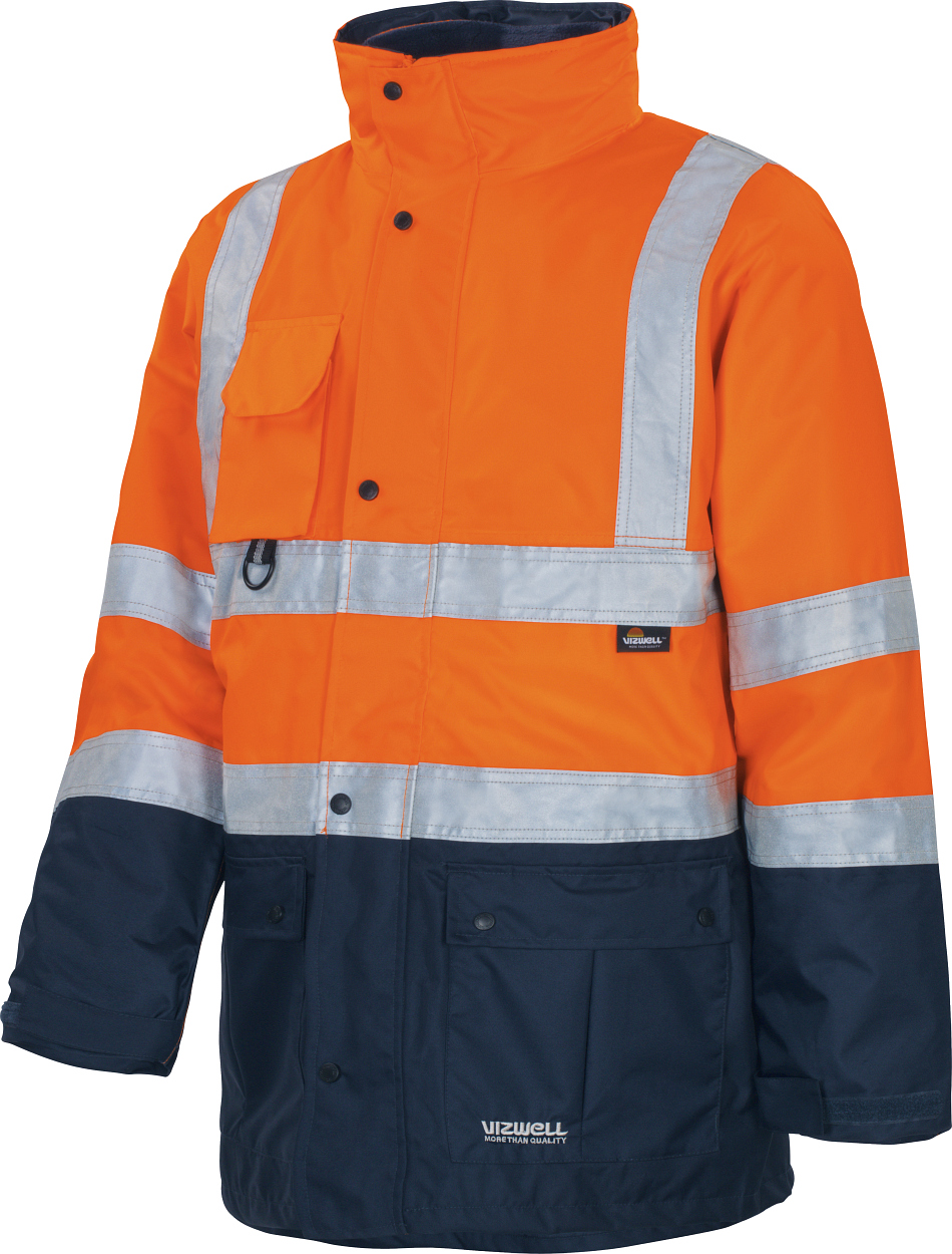 Warnschutz-Kontrast-Parka leuchtorange-marine in Gr. XXL von Vizwell
