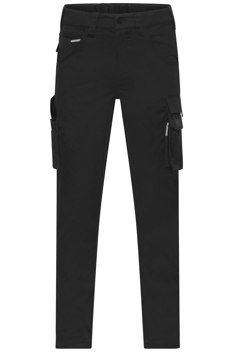 JN1858 Workwear-Hose light Slim-Line in Black, Größe 46 von James & Nicholson