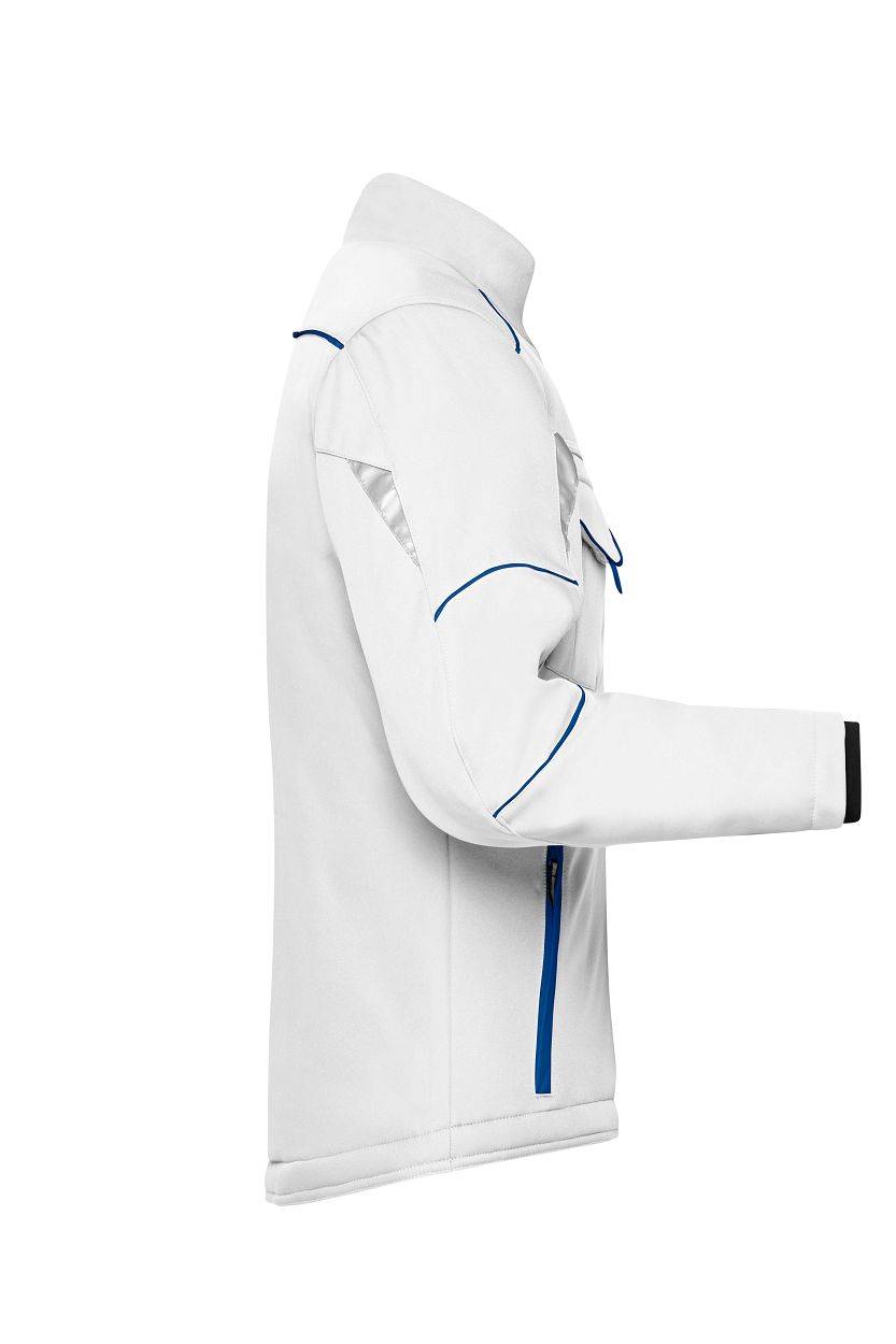 Workwear Softshell Padded Jacket - COLOR - "JN853" in White/Royal, Größe 6XL - Daiber