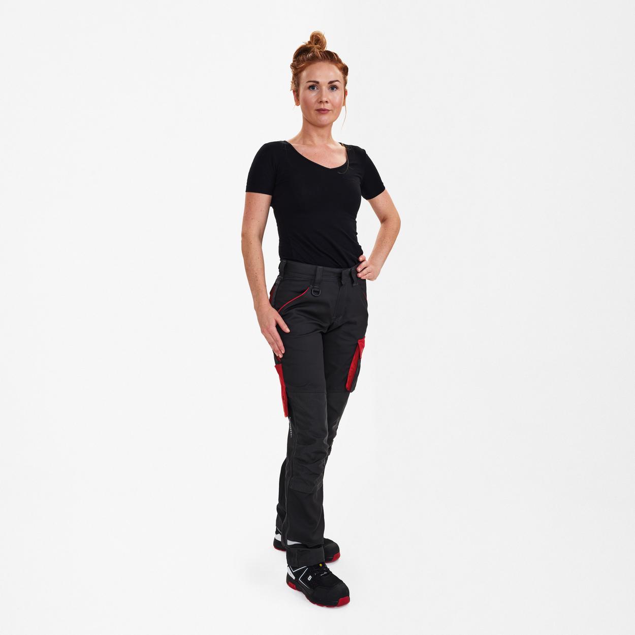 ENGEL Galaxy Damen Arbeitshose in Anthrazit Grau/Tomato Red, Größe 48