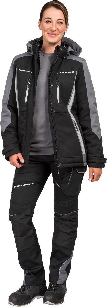 Damen Winter-Softshelljacke Schwarz/Grau FLXDI, Gr. 52 von Leibwächter