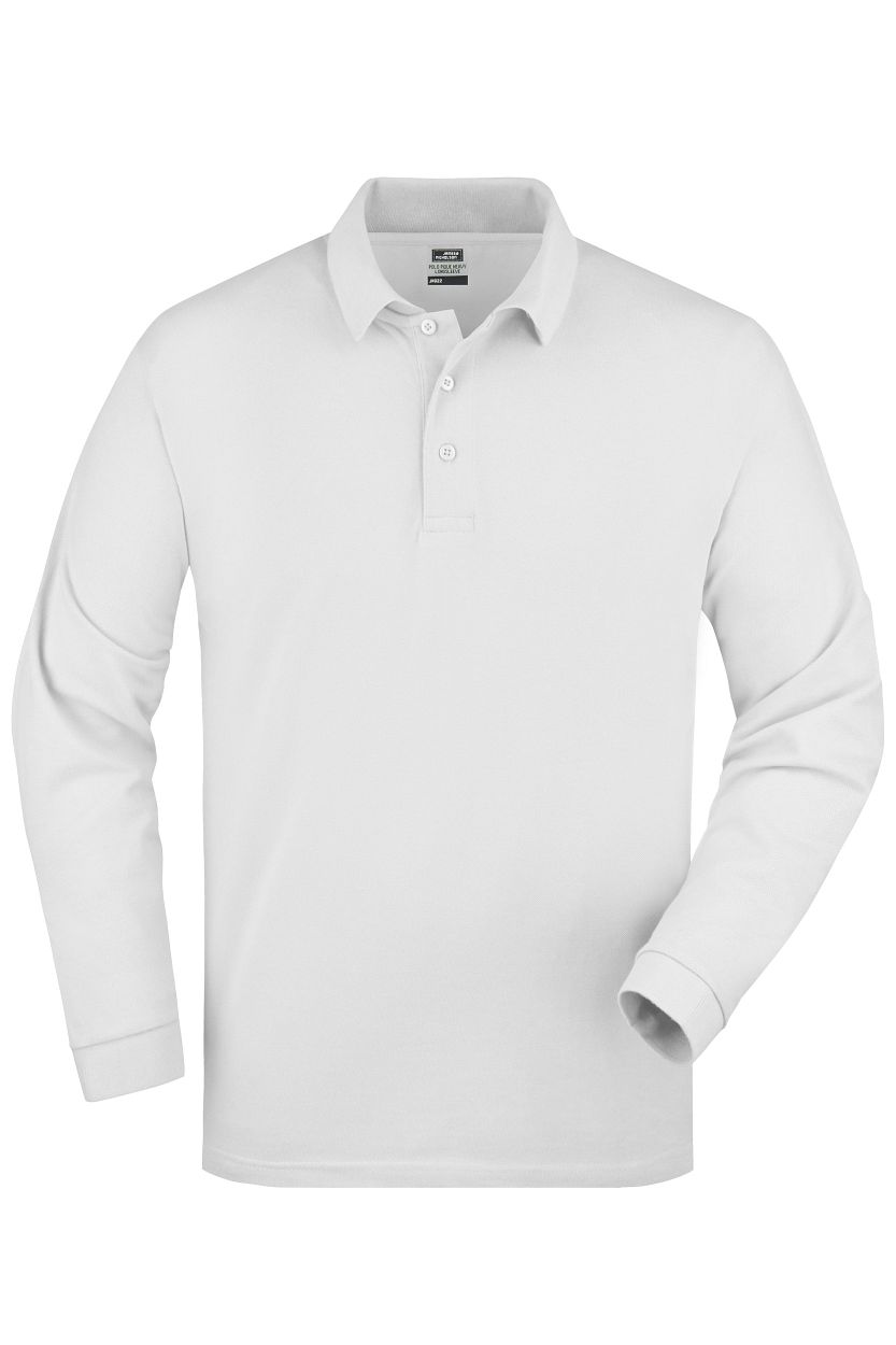 Polo-Piqué Long-Sleeved "JN022" in White, Größe 2XL - Daiber