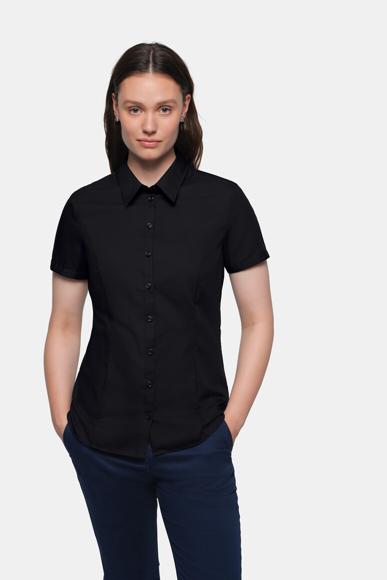 HAKRO 112 1/2-Arm Bluse Business in Schwarz, Größe 3XL