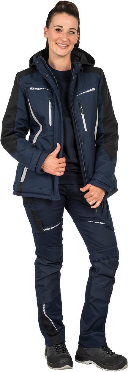 Damen Winter-Softshelljacke Marine/Schwarz FLXDI, Gr. 52 von Leibwächter