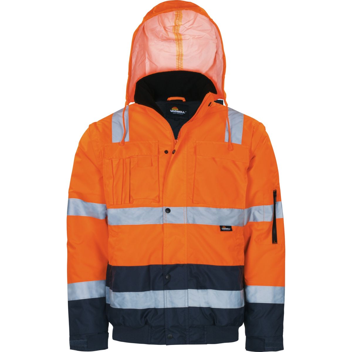 Pilotenjacke mit Schulterreflex leuchtorange-marine in Gr. 6XL von Vizwell