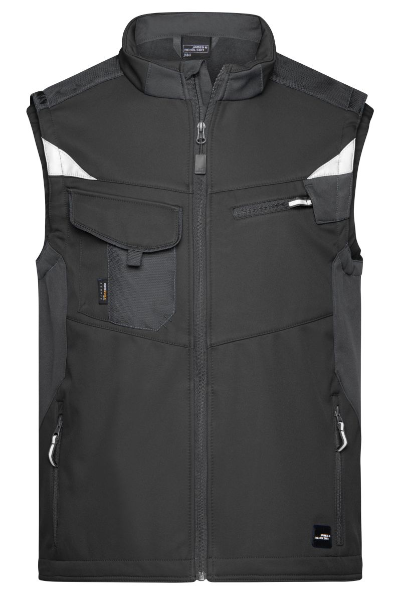 JN845 Workwear Softshell Weste - STRONG - in Black / Black, Größe 3XL von James & Nicholson JN845 Workwear Softshell Weste - STRONG - in Black / Black, Größe 3XL von James & Nicholson