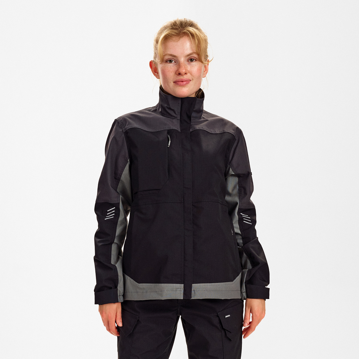 Entire Damen Arbeitsjacke mit Stretch in Schwarz/Anthrazit Grau, Größe XS