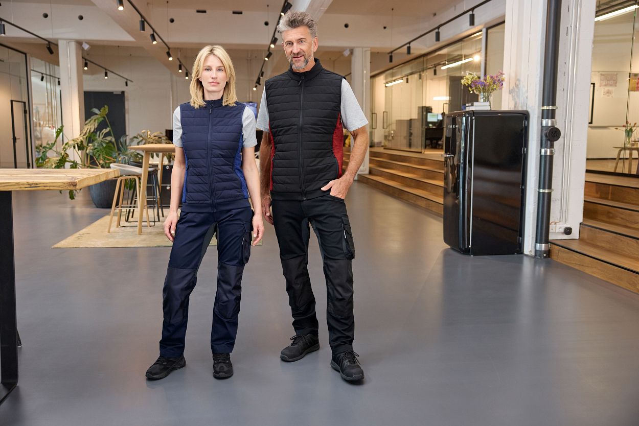 Men's Padded Hybrid Vest "JN1864" in Navy/Royal-Melange, Größe 6XL - Daiber