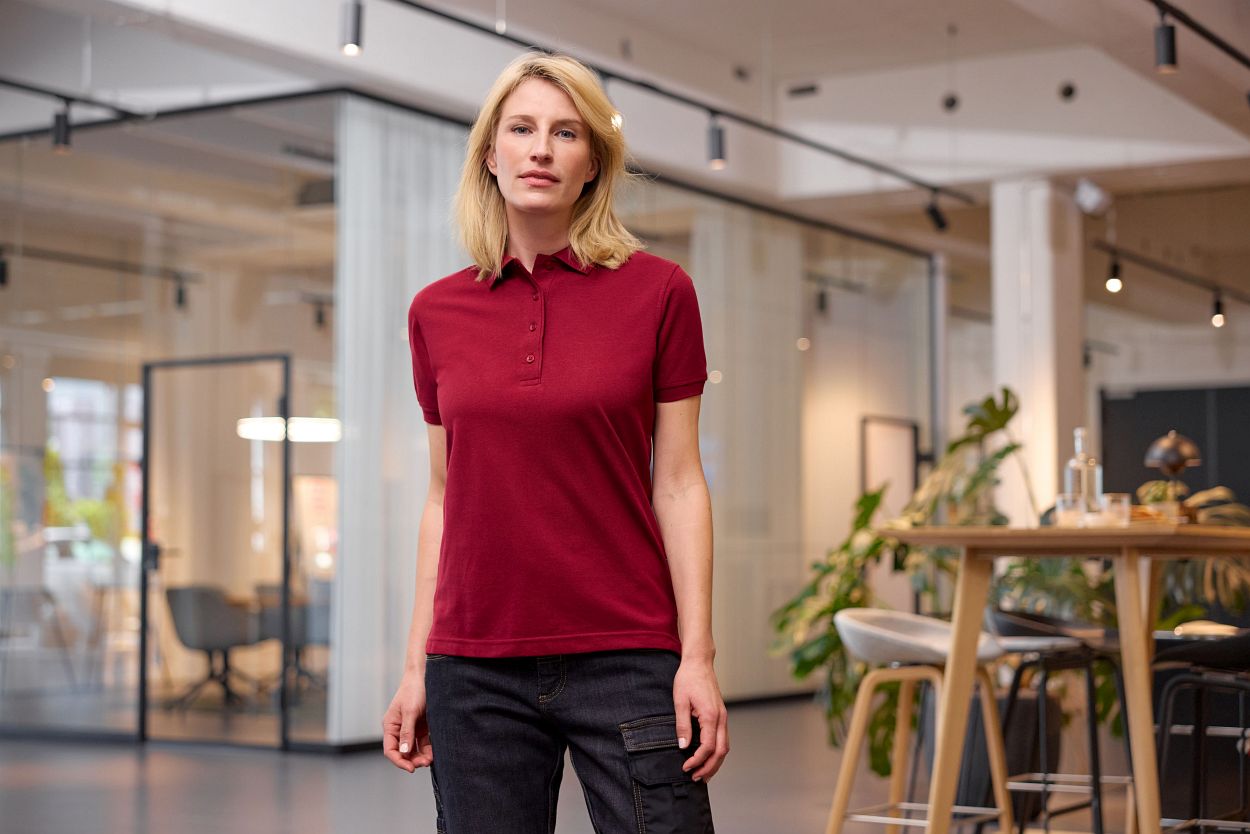 Ladies' ORGANIC Workwear Polo OCS Blended "JN873" in Steel-Blue, Größe 4XL - Daiber