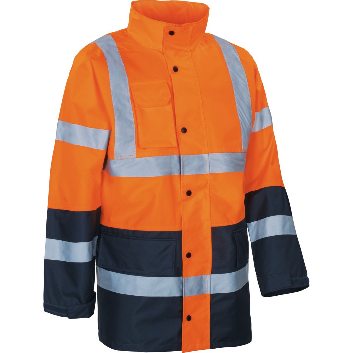 Warnschutz-Kontrast-Regenjacke leuchtorange-marine von Vizwell