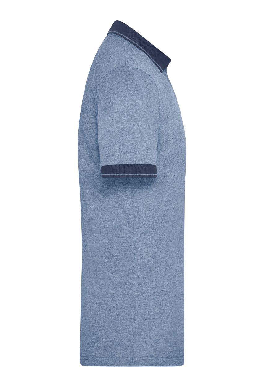 Men's Heather Polo "JN706" in Blue-Melange/Navy, Größe 3XL - Daiber