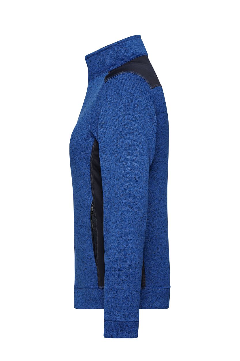 Ladies' Knitted Workwear Fleece Jacket - STRONG - "JN861" in Royal-Melange/Navy, Größe 4XL - Daiber