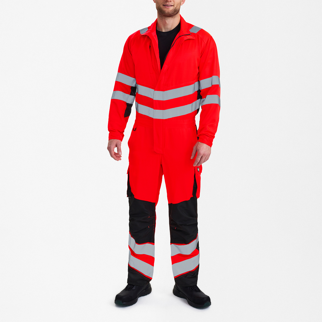 ENGEL Safety Light Overall in Rot/Schwarz, Größe XS