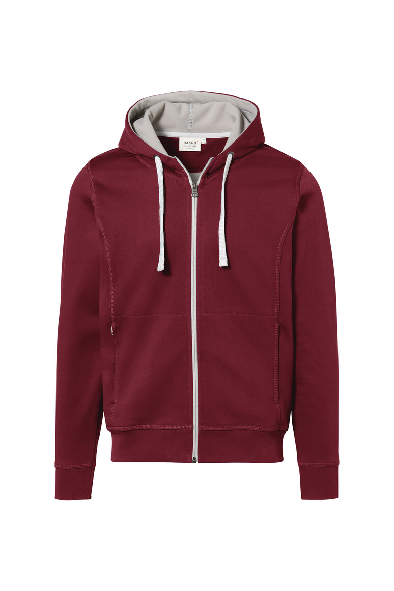 HAKRO 455 Kapuzenjacke Bonded ECO in weinrot/silber, Größe 3XL