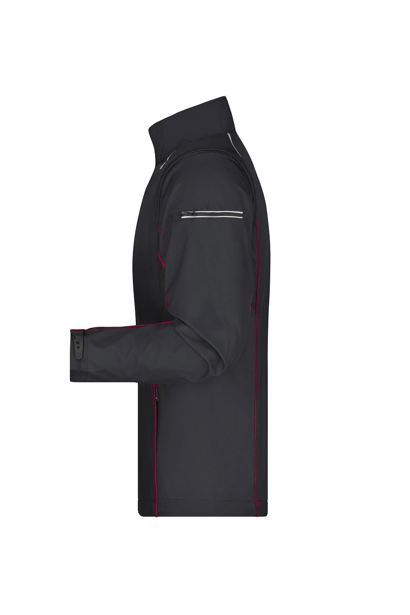 Men's Zip-Off Softshell Jacket "JN1122" in Black/Red, Größe 3XL - Daiber