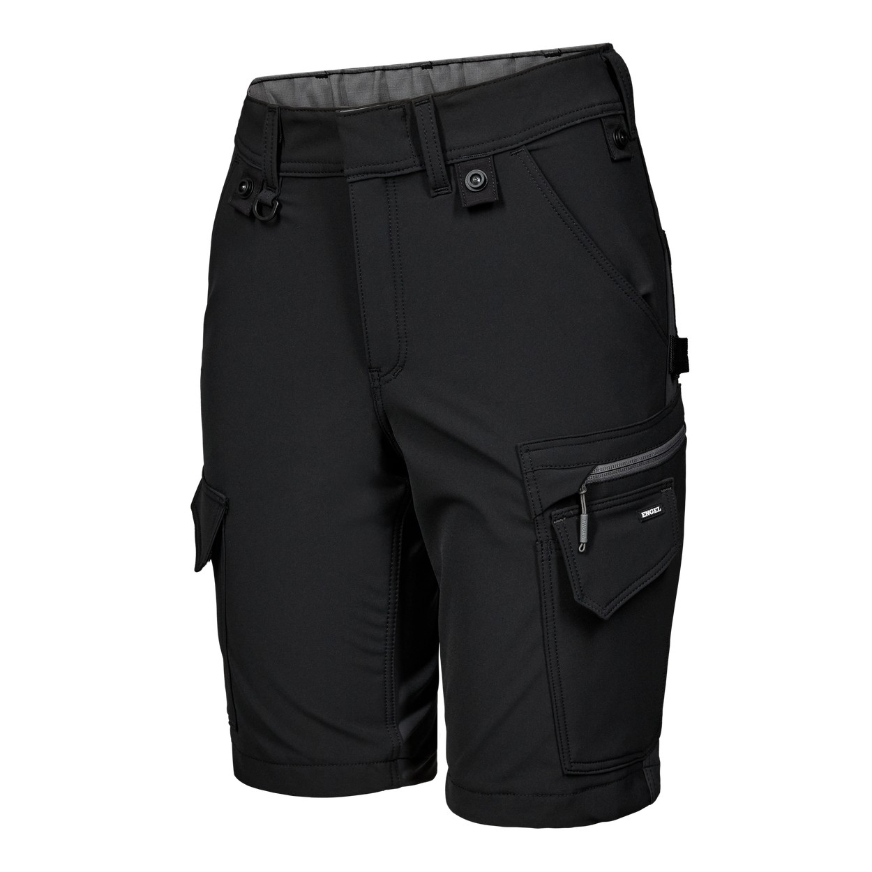 ENGEL Entire Damen Arbeitsshorts mit 4-Wege-Stretch in Schwarz/Anthrazit Grau, Größe 48